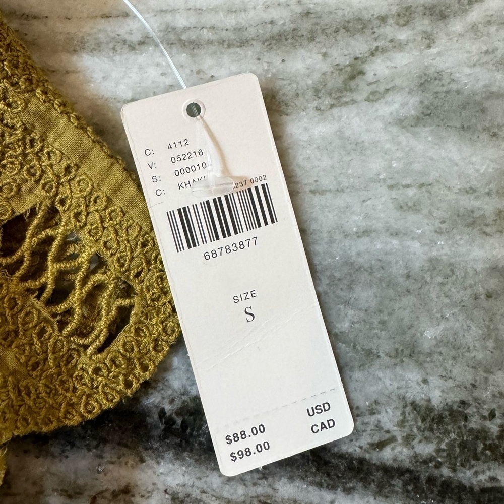 NWT Anthropologie Ruffled Halter Tank Khaki Green Size Small - Picture 5 of 7